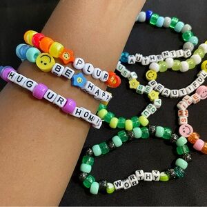 Kandi Bundle PLUR Happy Positive Beaded Bracelet Self Care Love Lost Lands